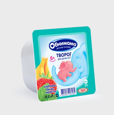 Творог детский Обнимама Клубника, банан и мелисса 4.2% с 6 месяцев, 100г