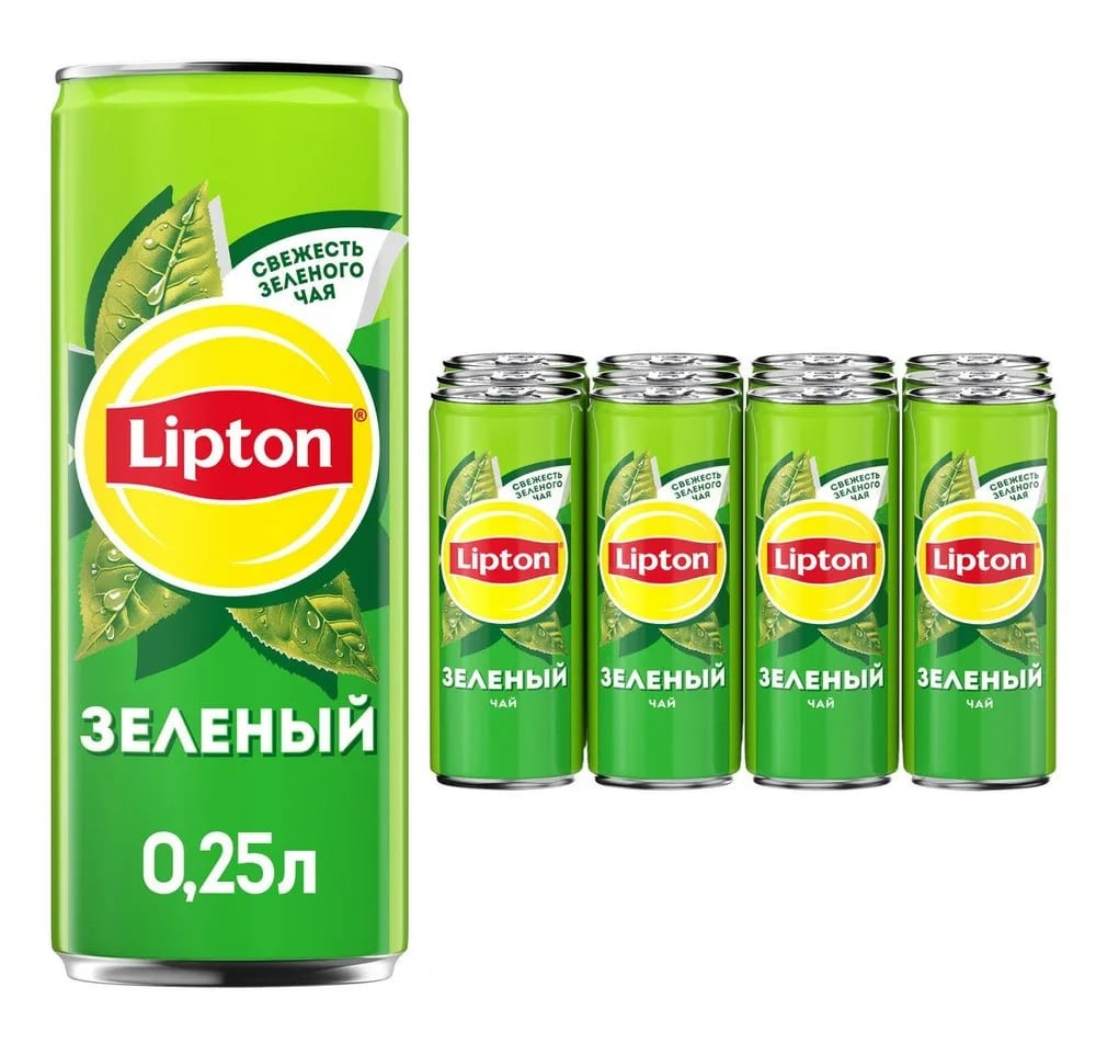 Холодный чай Lipton зеленый, 250мл x 12 шт