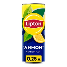 Холодный чай Lipton черный со вкусом лимона, 250мл