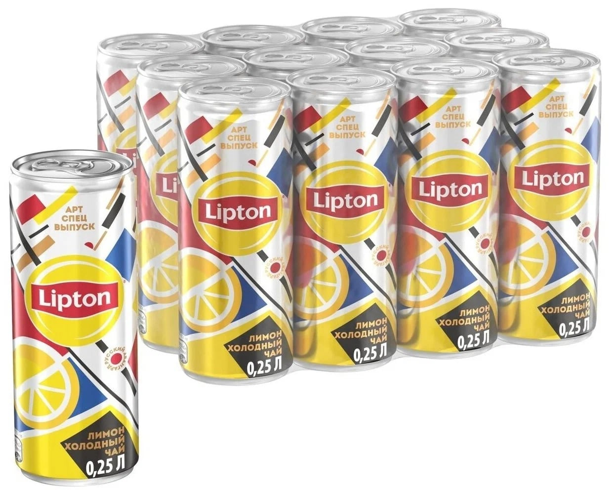 Холодный чай Lipton черный со вкусом лимона, 250мл x 12 шт