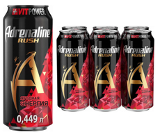 Энергетический напиток Adrenaline Rush Vitamin Power Ягодная энергия, 449мл х 12 шт