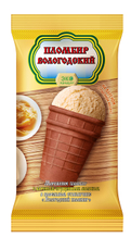 Мороженое пломбир Вологодский пломбир с вареным сгущенным молоком в вафельном стаканчике, 100г