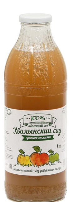 Сок Хвалынский сад яблочный прямого отжима, 1л