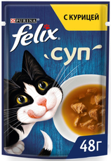 Корм влажный Felix Суп для взрослых кошек с курицей, 48г