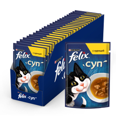 Корм влажный Felix Суп для взрослых кошек с курицей в соусе, 48г x 36 шт