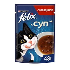Корм влажный Felix Суп для взрослых кошек с говядиной в соусе, 48г