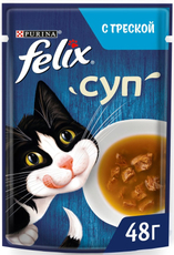 Корм влажный Felix Суп для взрослых кошек с треской, 48г
