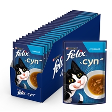 Корм влажный Felix Суп для взрослых кошек с треской в соусе, 48г x 36 шт