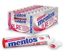 Жевательная резинка Mentos Pure White Клубника, 16г x 24 шт