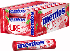 Жевательная резинка Mentos Pure White Клубника, 15.5г x 24 шт