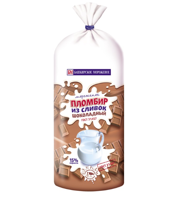 Мороженое пломбир Башкирское мороженое Шоколадное из сливок 15%, 400г