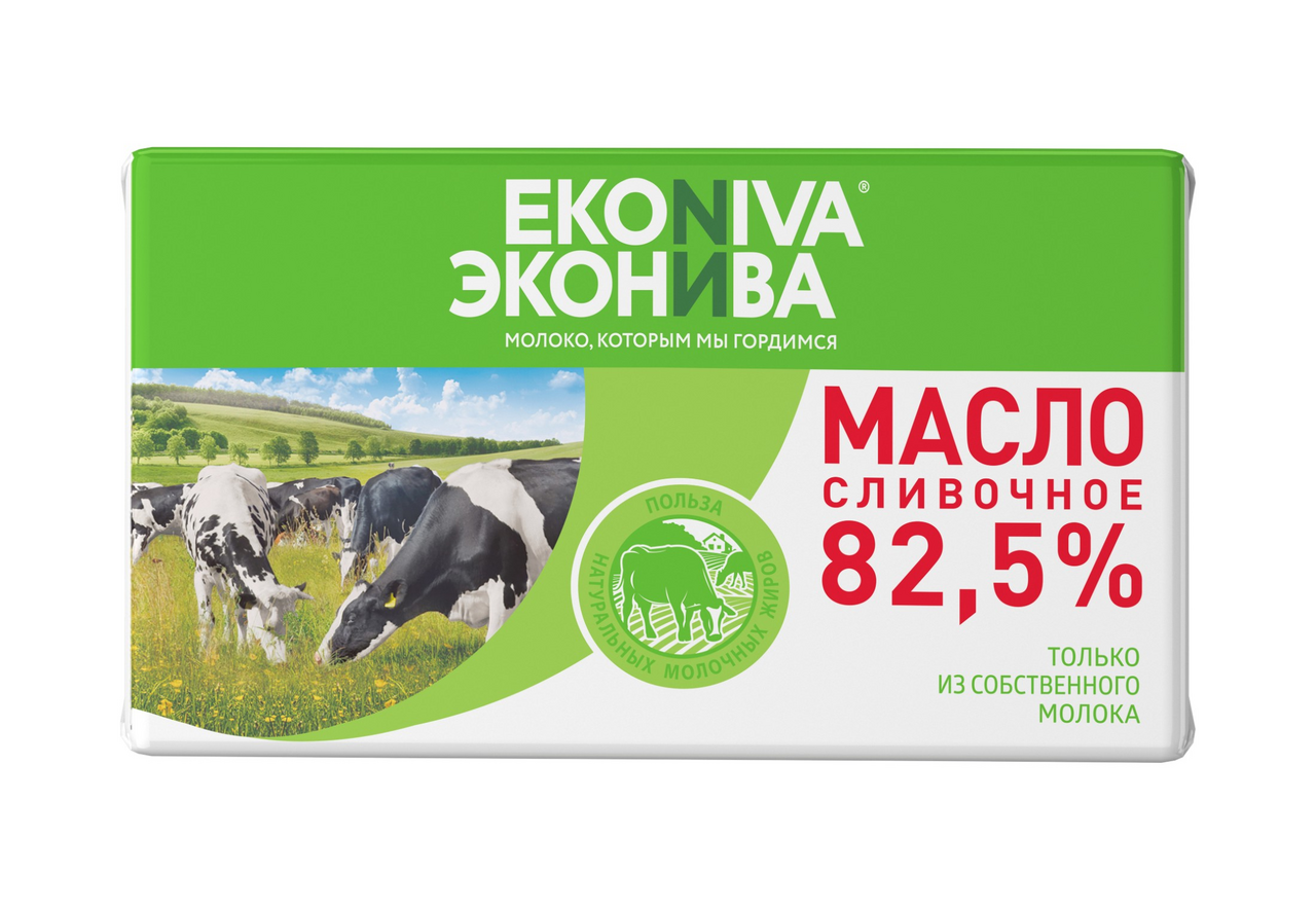 Масло сливочное Эконива 82.5%, 350г купить с доставкой на дом, цены в  интернет-магазине