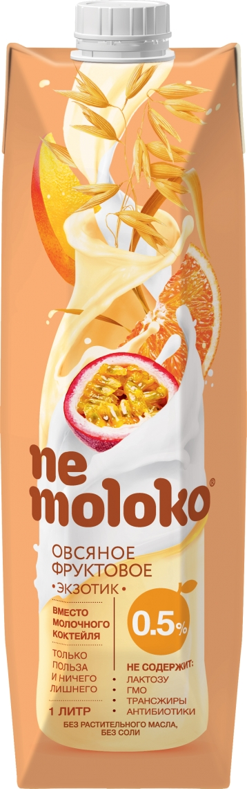Напиток NEMOLOKO овсяный, фруктовый, экзотик, 0,5%, 1 л