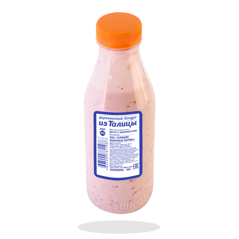 Йогурт питьевой Из Талицы из Талицы земляника 3%, 350мл