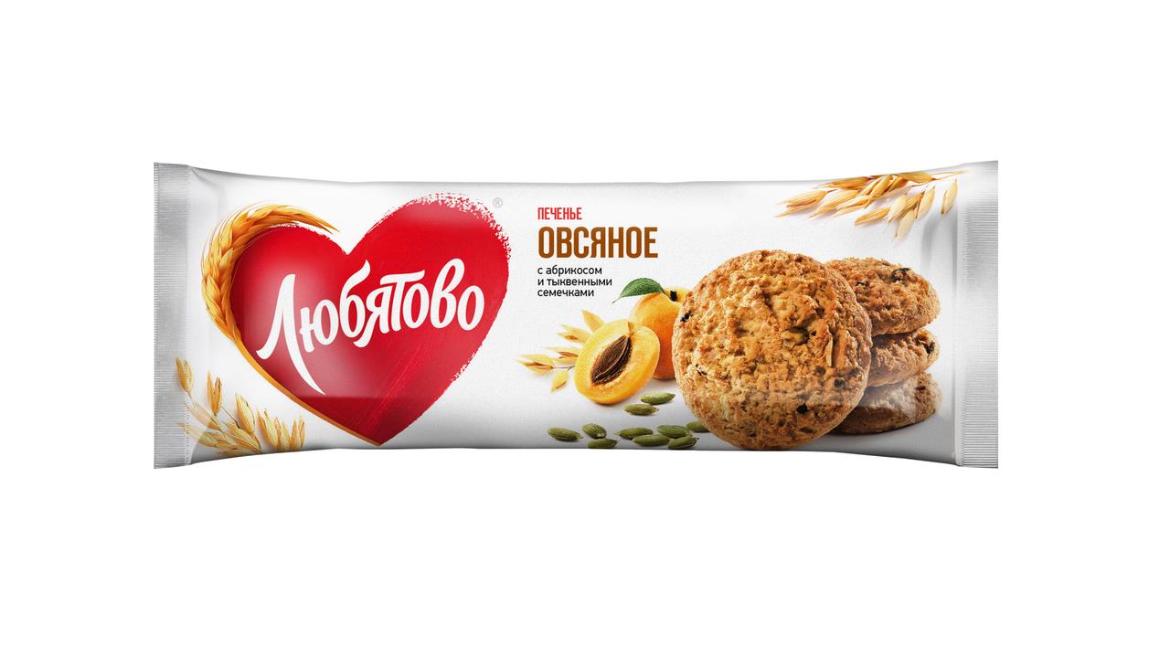 Печенье Овсяное с абрикосом и тыквенными семечками ЛЮБЯТОВО, 200 г