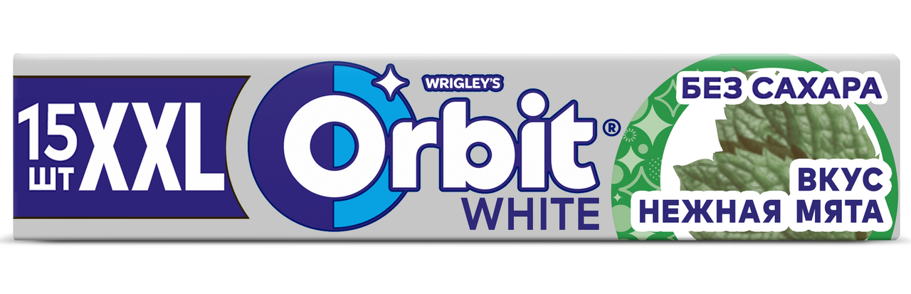 Изображение товара Жевательная резинка Orbit White XXL Нежная мята без сахара 21г