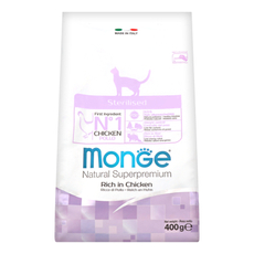 Корм сухой Monge для стерилизованных кошек с курицей, 400г