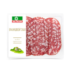 Колбаса Велком Брауншвейгская сырокопченая полусухая нарезка, 150г