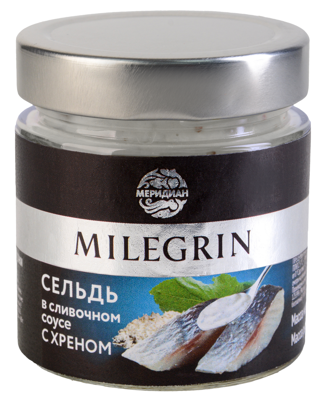 Сельдь Меридиан Milegrin в сливочном соусе с хреном, 200г