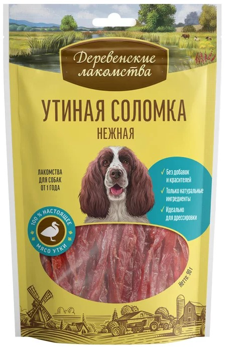 Изображение товара Соломка утиная Деревенские лакомства нежная для взрослых собак, 90г