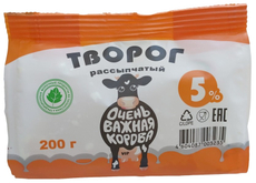 Творог рассыпчатый Очень важная корова 5%, 200г