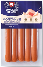 Сосиски Омский бекон Молочные оригинальные вареные, 300г