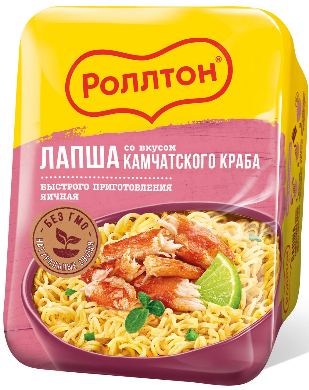 Лапша быстрого приготовления Роллтон яичная камчатский краб, 90г