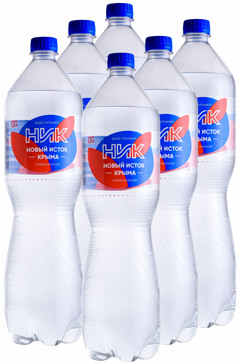 Вода Ник Новый исток Крыма газированная, 1.5л x 6 шт