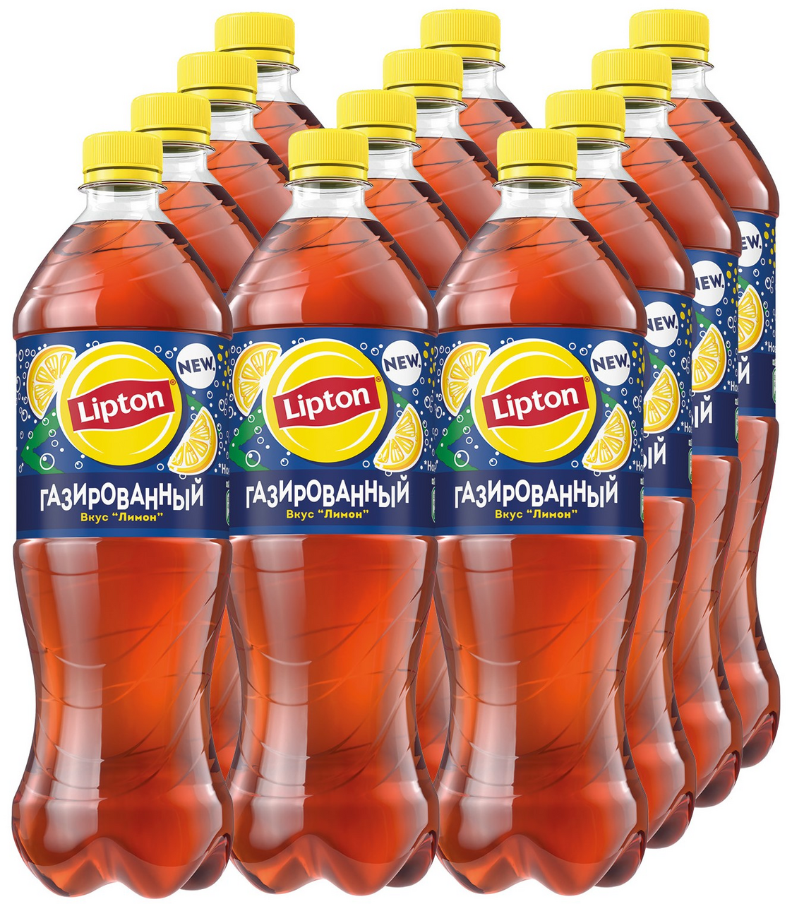 Холодный чай Lipton лимон черный газированный, 1л x 12 шт