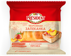 Запеканка творожная President персик 6.5%, 150г