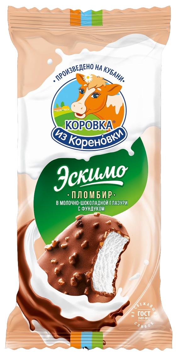 Мороженое пломбир Коровка из Кореновки эскимо фундук, 60г