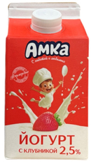 Йогурт питьевой Амка клубника 2.5%, 450г
