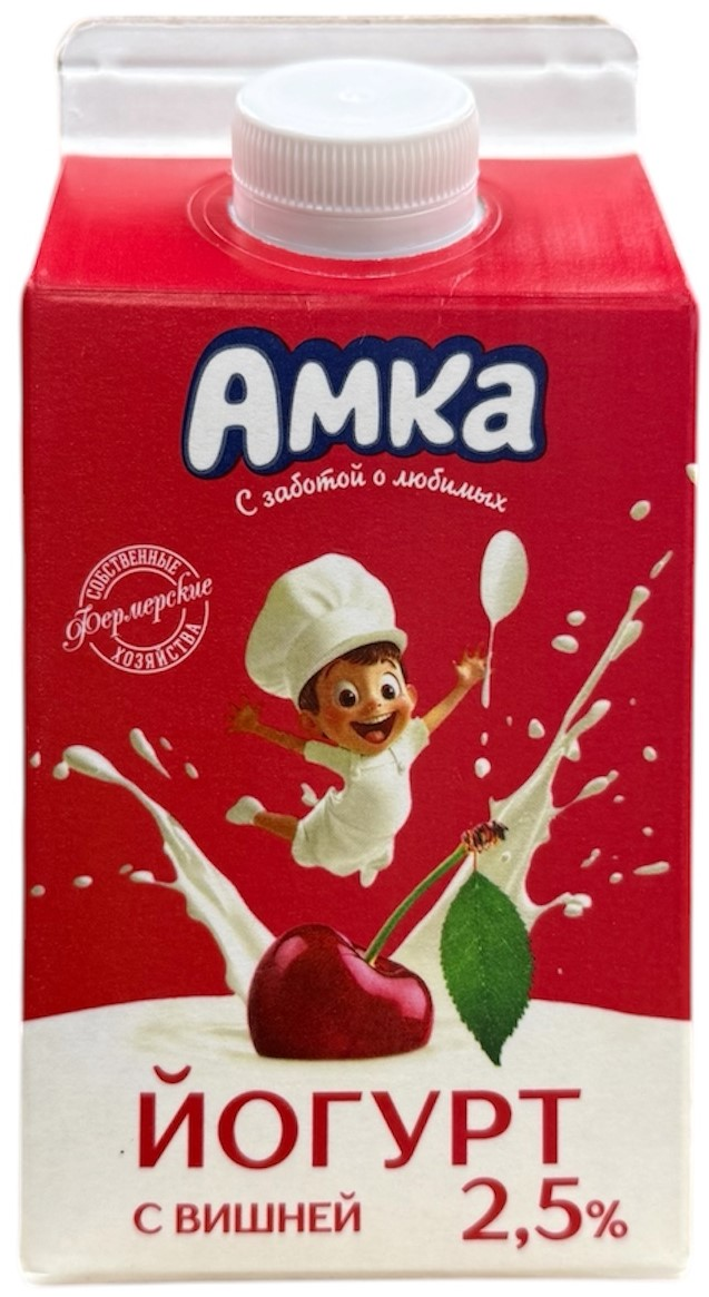 Йогурт питьевой Амка вишня 2.5%, 450г