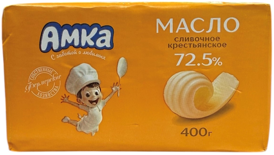 Масло сливочное Амка Крестьянское 72.5%, 400г