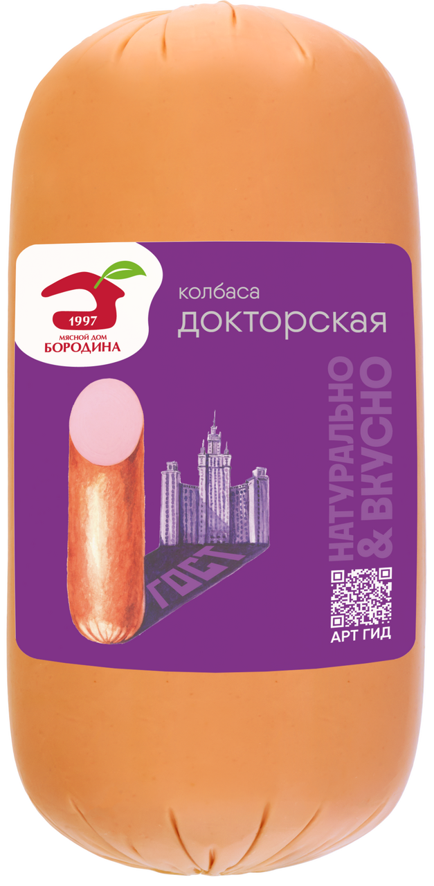 Колбаса Мясной дом Бородина Докторская вареная, 400г