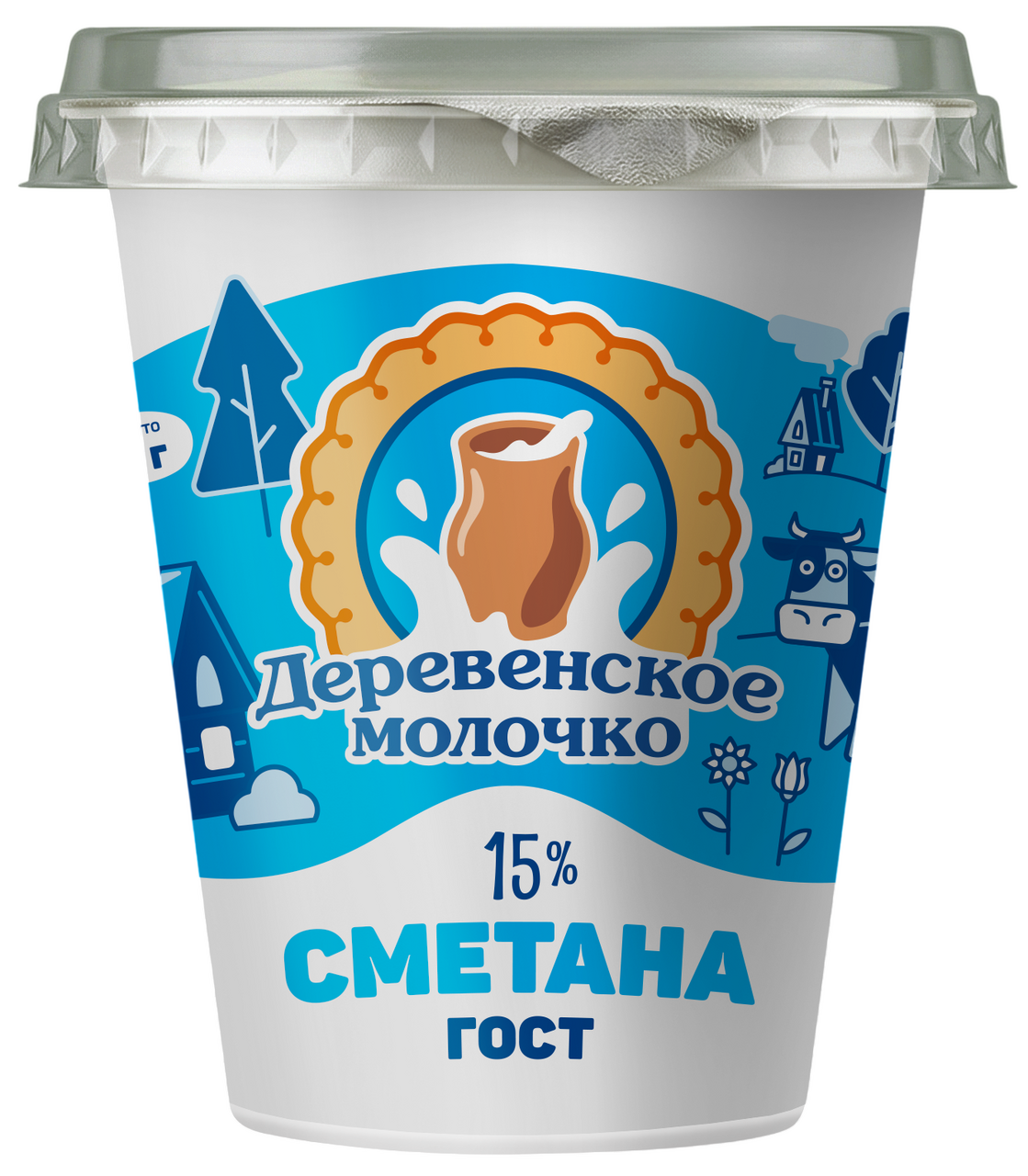 300Г СМЕТАНА 15% ДЕРЕВЕНСКОЕ МОЛОЧКО ГОСТ СТАКАН БЗМЖ