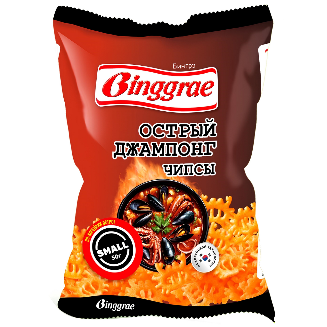 Чипсы Binggrae острый джампонг, 40г