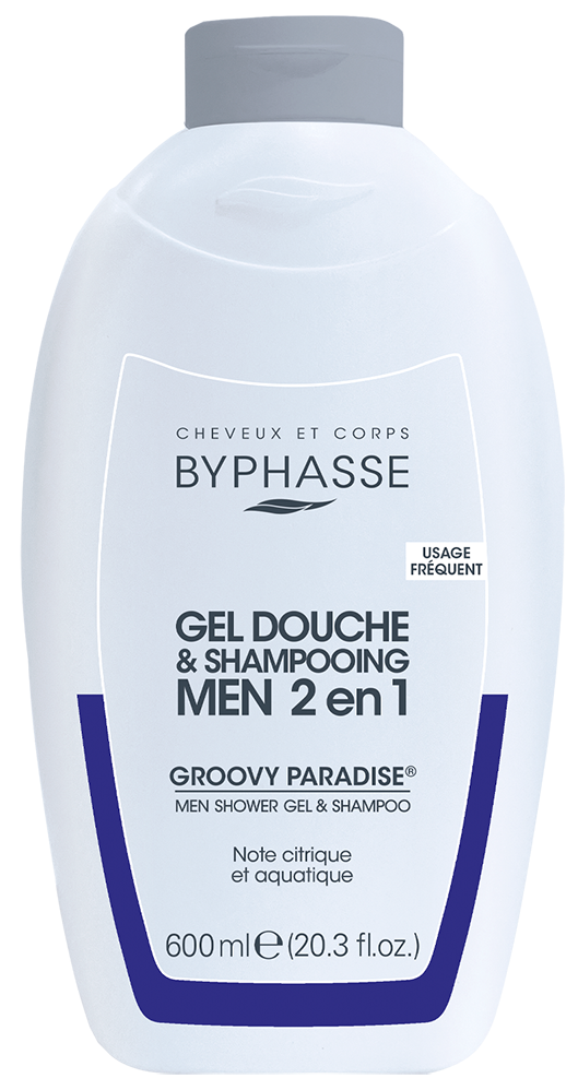 Гель для душа-шампунь Byphasse Men Groovy Paradise 2в1, 600мл