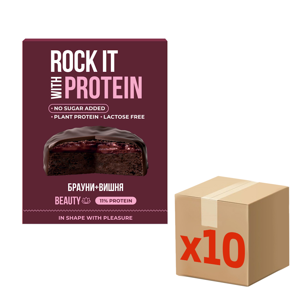 Бисквит Rock It With Шоколадный брауни с вишней протеиновый, 50г х 10 шт