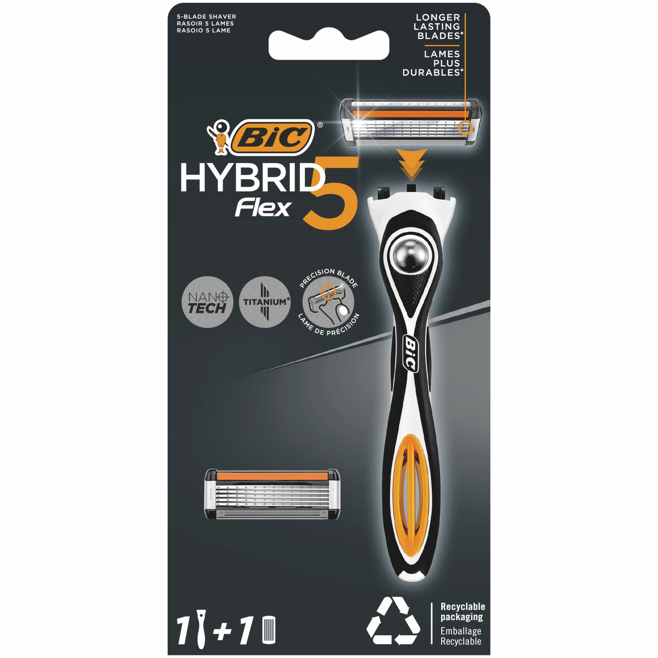 Изображение товара Бритва мужская BIC Flex 5 Hybrid 1 ручка и 1 сменная кассета Изображение товара Бритва мужская BIC Flex 5 Hybrid 1 ручка и 1 сменная кассета