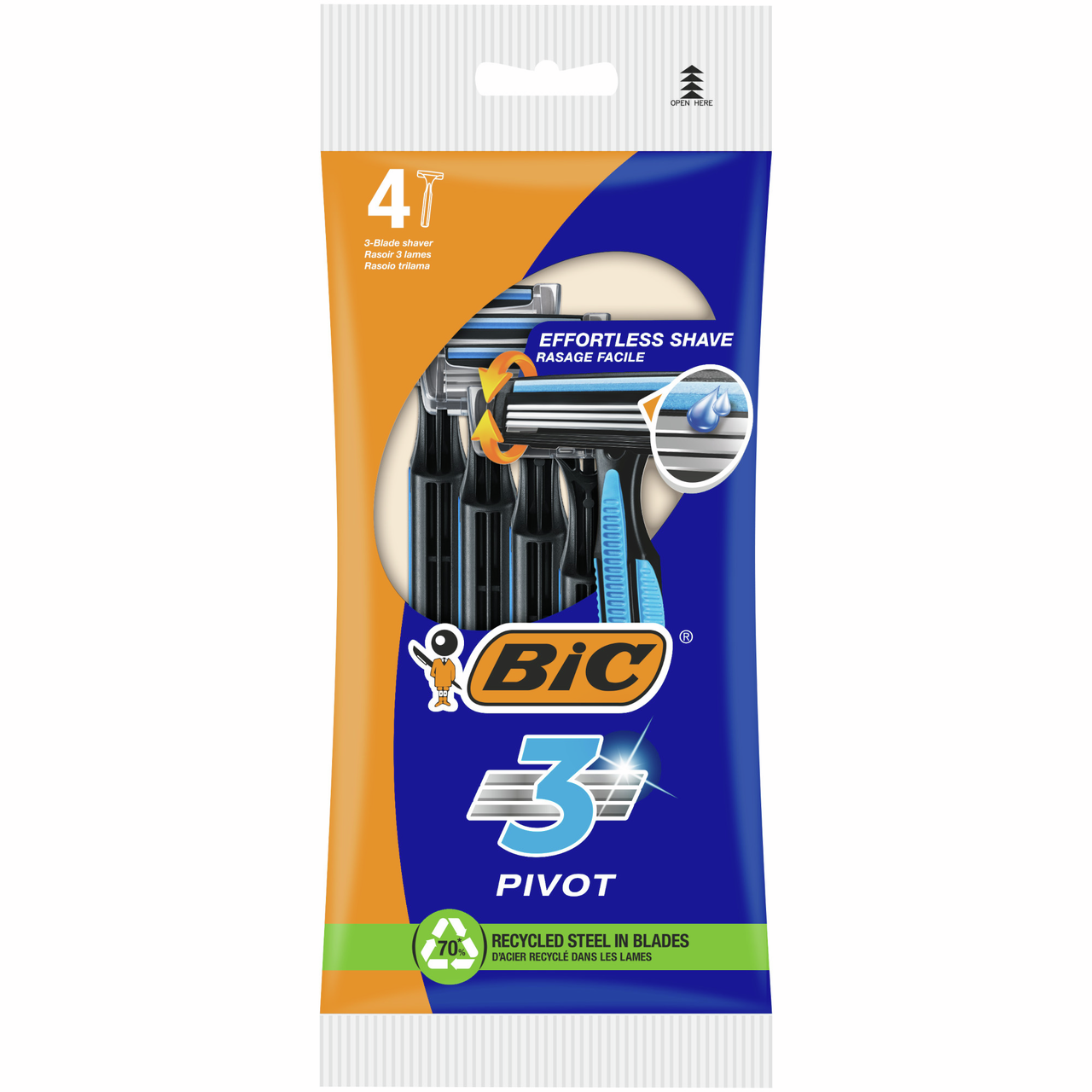 Изображение товара Бритва одноразовая мужская BIC 3 с плавающей головкой, 4 шт Изображение товара Бритва одноразовая мужская BIC 3 с плавающей головкой, 4 шт