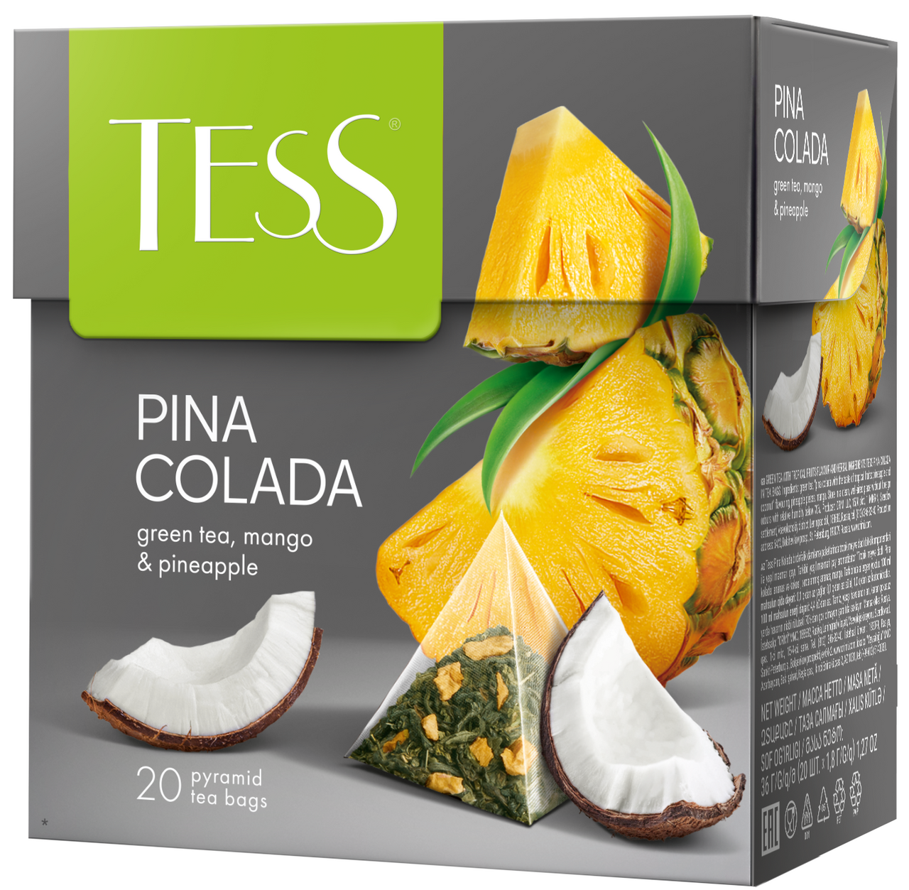 Изображение товара Чай зеленый Tess Пина Колада (1.8г x 20шт), 36г Изображение товара Чай зеленый Tess Пина Колада (1.8г x 20шт), 36г