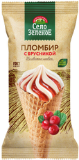 Мороженое пломбир Село Зеленое рожок брусника, 110г