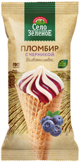 Мороженое пломбир Село Зеленое рожок черника, 110г