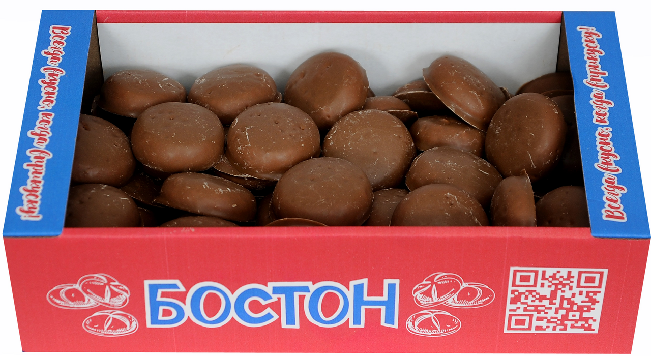 Печенье ТМ Бостон сдобное мини-буше в карамельной глазури, 450г