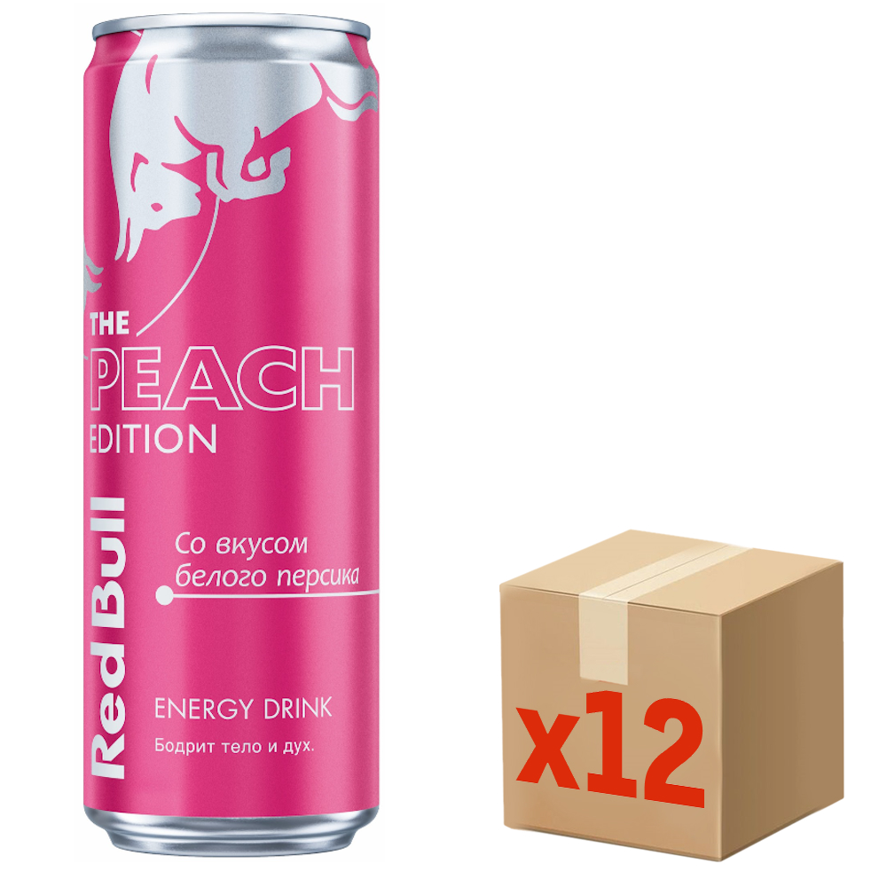 Энергетический напиток Red Bull белый персик, 473мл x 12 шт