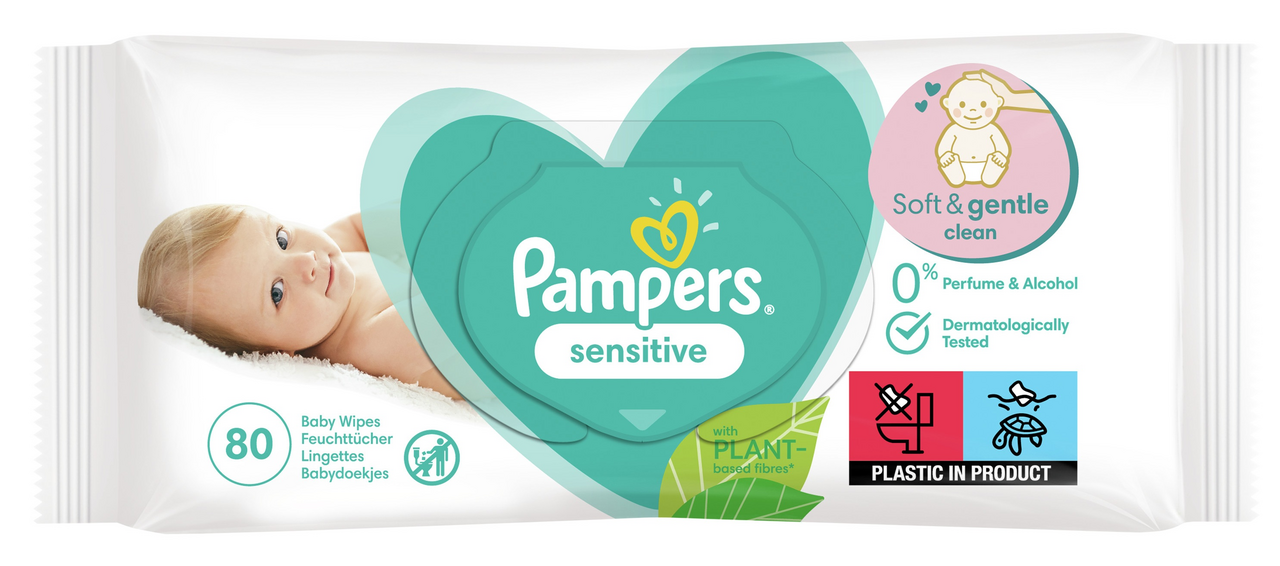 Изображение товара Салфетки влажные Pampers Sensitive, 80шт