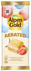 Шоколад Alpen Gold Aerated белый клубника и кокос, 75г