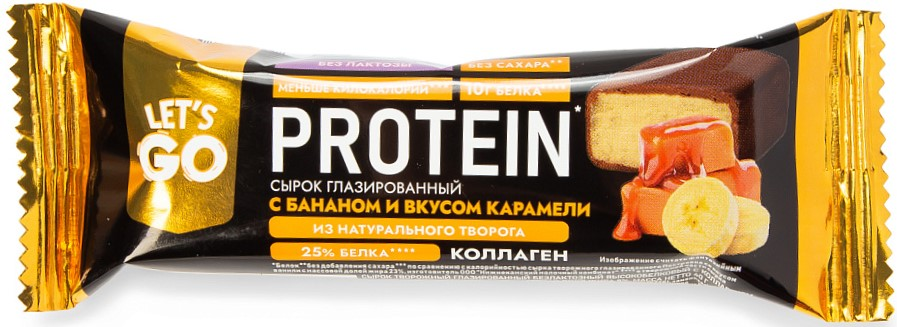 Сырок глазированный Let's Go Protein банан и карамель 5%, 40г
