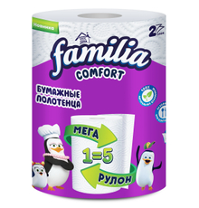 Бумажные полотенца Familia Comfort 2-слойные 1 рулон